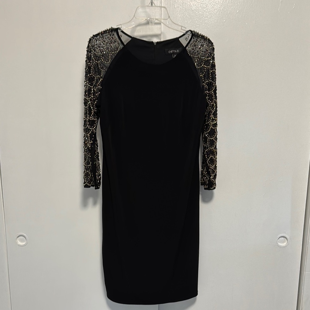 Black Dress with Beaded Sleeves